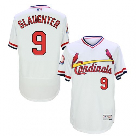 Men's Majestic St. Louis Cardinals #9 Enos Slaughter White Flexbase Authentic Collection Cooperstown MLB Jersey - Ujersey