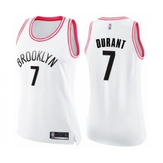 Women's Brooklyn Nets #7 Kevin Durant Swingman White Pink Fashion Basketball Jersey - Ujersey