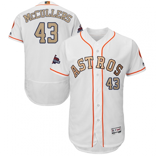 Men's Majestic Houston Astros #43 Lance McCullers White 2018 Gold Program Flex Base Authentic Collection MLB Jersey - Ujersey