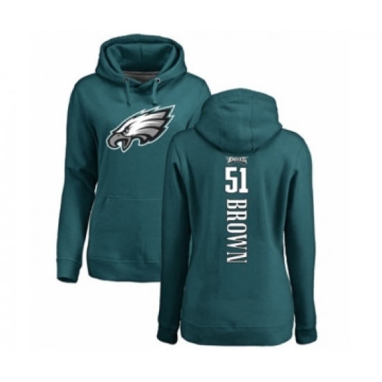 Women's Philadelphia Eagles #51 Zach Brown Green Backer Pullover Hoodie - Ujersey