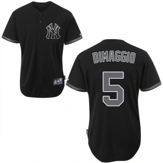 Men's Majestic New York Yankees #5 Joe DiMaggio Authentic Black Fashion MLB Jersey - Ujersey