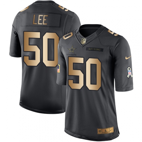 Youth Nike Dallas Cowboys #50 Sean Lee Limited Black/Gold Salute to Service NFL Jersey - Ujersey