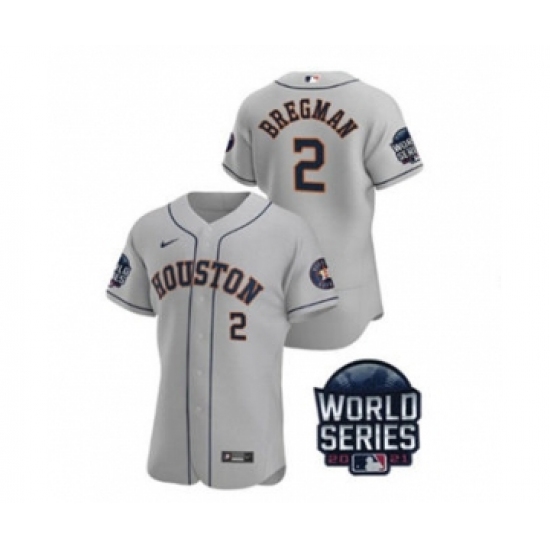 Men's Houston Astros #2 Alex Bregman 2021 Gray World Series Flex Base Stitched Baseball Jersey - Ujersey