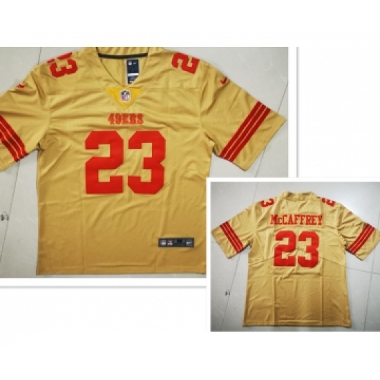 Men's San Francisco 49ers #23 Christian McCaffrey Gold NEW 2022 Inverted Legend Stitched NFL Nike Limited Jersey - Ujersey