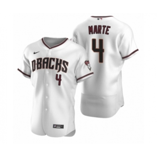 Men's Arizona Diamondbacks #4 Ketel Marte Nike White Crimson Authentic 2020 Home Jersey - Ujersey