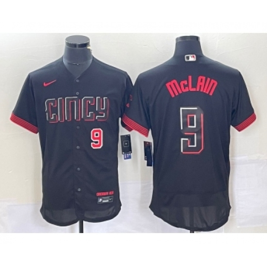 Men's Nike Cincinnati Reds #9 Matt McLain Number Black 2023 City Connect Flex Base Stitched Jersey - Ujersey