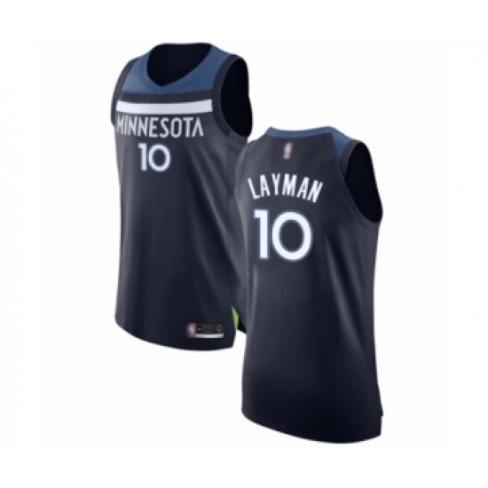 Men's Minnesota Timberwolves #10 Jake Layman Authentic Navy Blue Basketball Jersey - Icon Edition - Ujersey