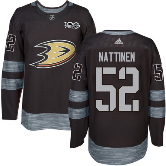 Men's Adidas Anaheim Ducks #52 Julius Nattinen Authentic Black 1917-2017 100th Anniversary NHL Jersey - Ujersey
