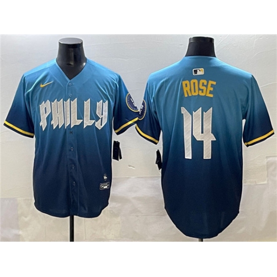 Men's Philadelphia Phillies #14 Pete Rose Blue 2024 City Connect Limited Stitched Jersey - Ujersey