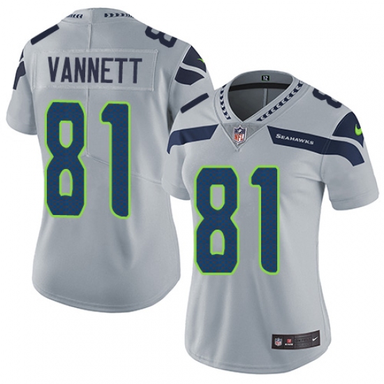 Women's Nike Seattle Seahawks #81 Nick Vannett Elite Grey Alternate NFL Jersey - Ujersey