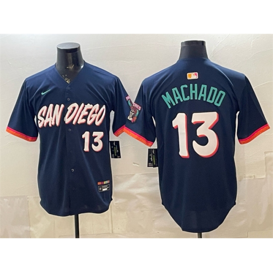 Men's San Diego Padres #13 Manny Machado Obsidian 2026 City Connect Limited Stitched Baseball Jersey