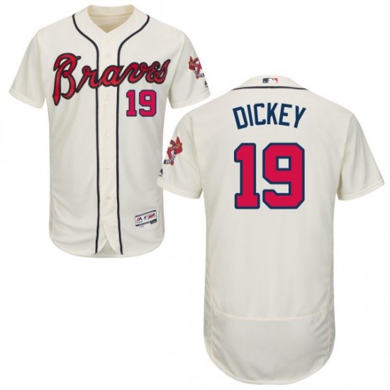 Men's Majestic Atlanta Braves #19 R.A. Dickey Cream Flexbase Authentic Collection MLB Jersey - Ujersey