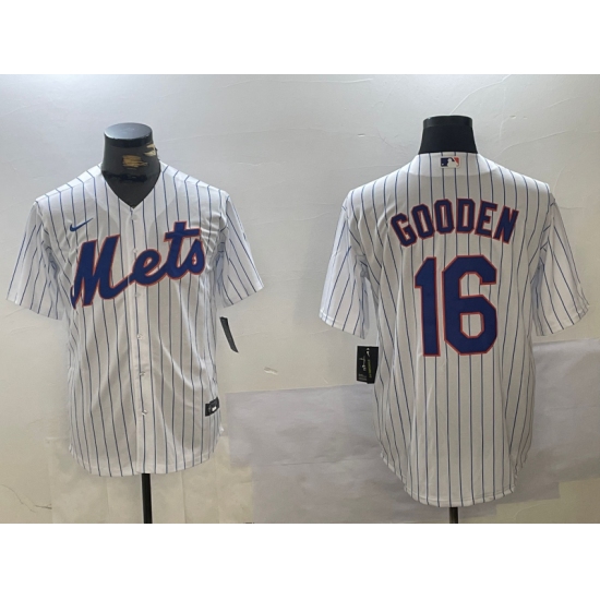 Men's New York Mets #16 Dwight Gooden White Cool Base Stitched Jersey - Ujersey