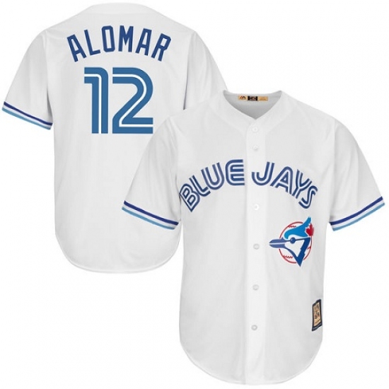 Men's Majestic Toronto Blue Jays #12 Roberto Alomar Replica White Cooperstown MLB Jersey - Ujersey