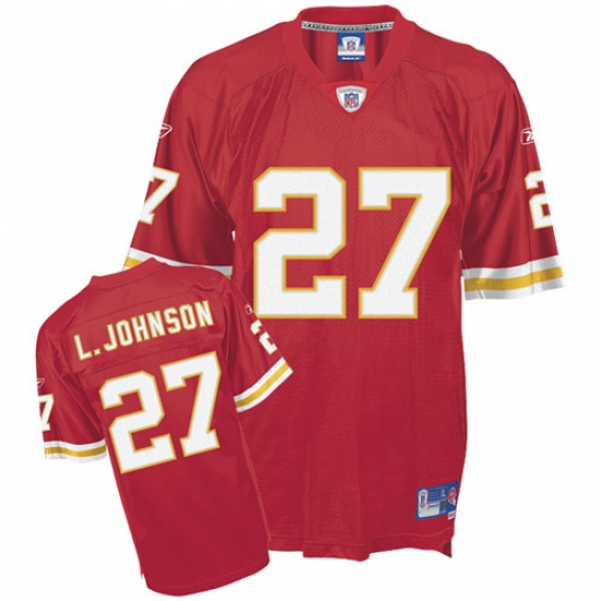 Reebok Kansas City Chiefs #27 Larry Johnson Red Team Color Premier EQT Throwback NFL Jersey - Ujersey