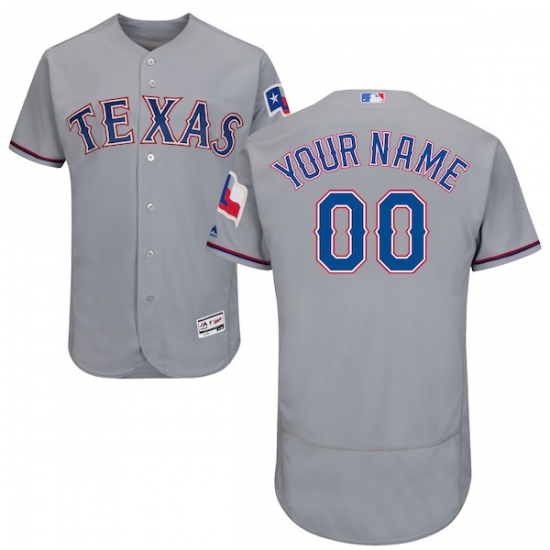 Men's Texas Rangers Majestic Road Gray Flex Base Authentic Collection Custom Jersey - Ujersey