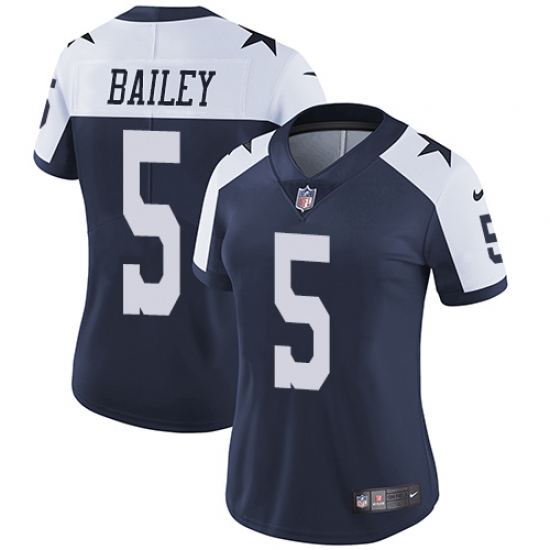 Women's Nike Dallas Cowboys #5 Dan Bailey Navy Blue Throwback Alternate Vapor Untouchable Limited Player NFL Jersey - Ujersey