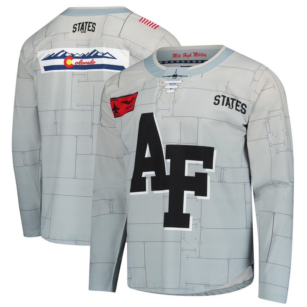 Men's Gray Air Force Falcons APLS Tail Flash Hockey Replica Jersey - ujerseystore