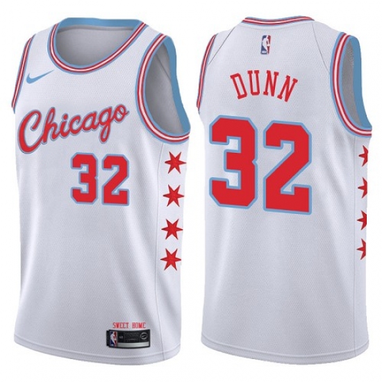 Men's Nike Chicago Bulls #32 Kris Dunn Swingman White NBA Jersey - City Edition - ujerseystore