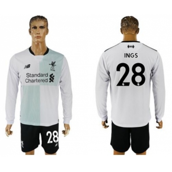 Liverpool #28 INGS Away Long Sleeves Soccer Club Jersey
