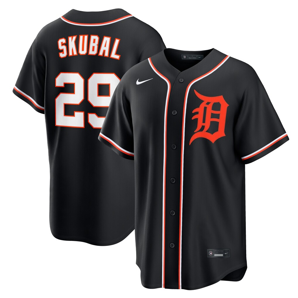 Men's Detroit Tigers Tarik Skubal Nike Fashion Replica Black Out Jersey - U-jersey