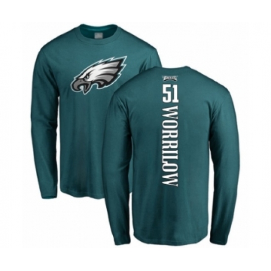 Philadelphia Eagles #51 Paul Worrilow Green Backer Long Sleeve T-Shirt - Ujersey