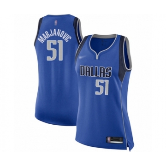 Women's Dallas Mavericks #51 Boban Marjanovic Authentic Royal Blue Basketball Jersey - Icon Edition - Ujersey
