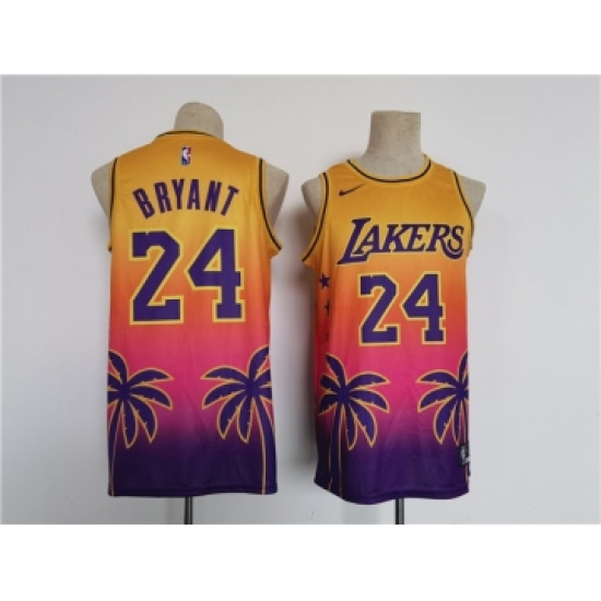 Men's Los Angeles Lakers #24 Kobe Bryant Yellow Pink Throwback basketball Jersey - Ujersey
