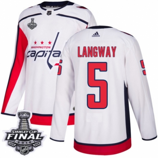 Youth Adidas Washington Capitals #5 Rod Langway Authentic White Away 2018 Stanley Cup Final NHL Jersey - Ujersey