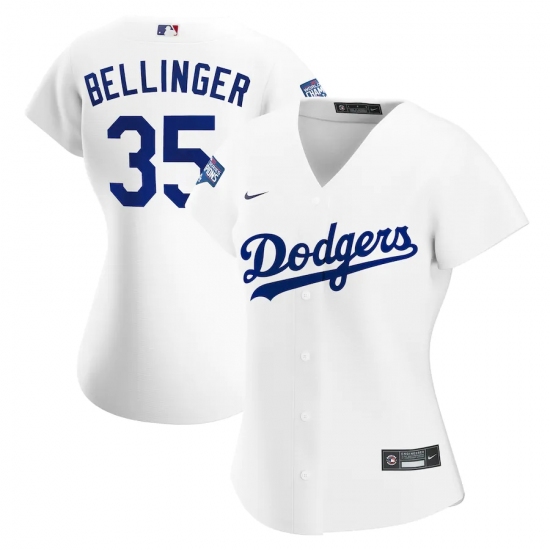 Women's Los Angeles Dodgers #35 Cody Bellinger Nike White 2020 World Series Champions Home Replica Player Jersey - Ujersey