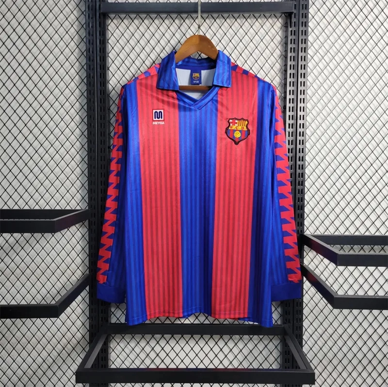 Barcelona Retro Jersey Home Long Sleeve Soccer Shirt 1991-92 - U-jersey