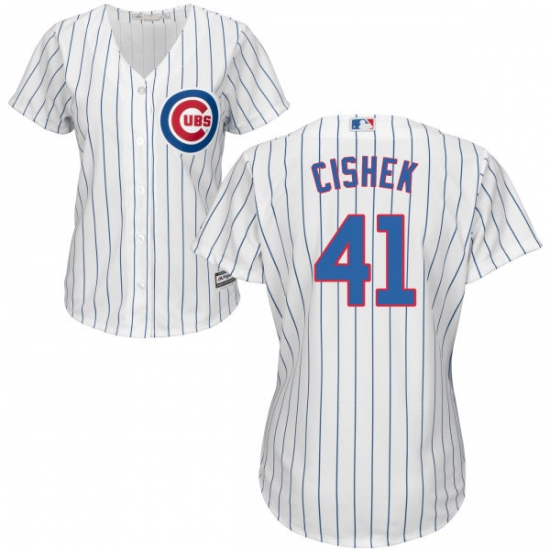 Women's Majestic Chicago Cubs #41 Steve Cishek Replica White Home Cool Base MLB Jersey - Ujersey