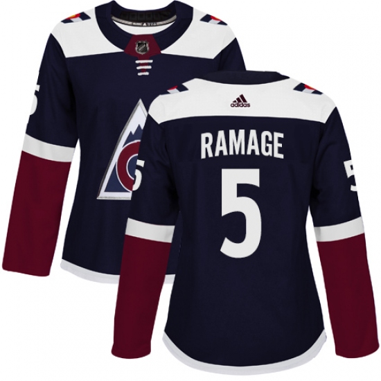 Women's Adidas Colorado Avalanche #5 Rob Ramage Authentic Navy Blue Alternate NHL Jersey - Ujersey