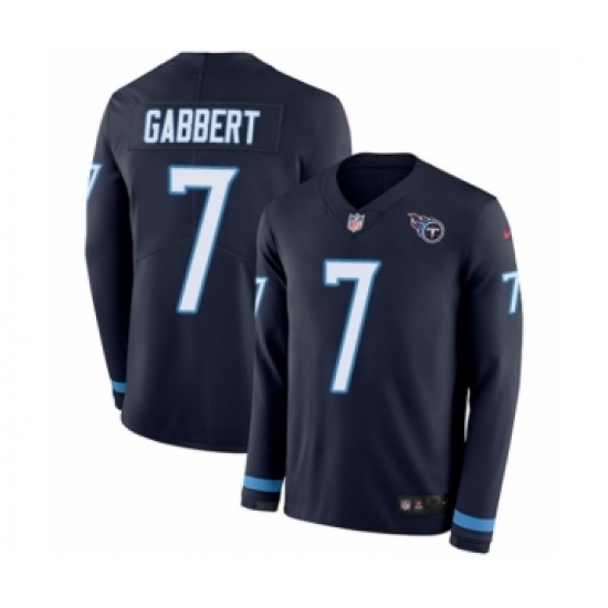 Men's Nike Tennessee Titans #7 Blaine Gabbert Limited Navy Blue Therma Long Sleeve NFL Jersey - Ujersey