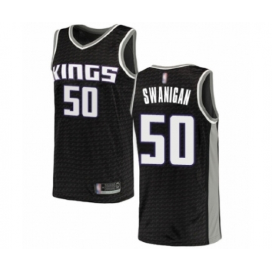 Women's Sacramento Kings #50 Caleb Swanigan Swingman Black Basketball Jersey Statement Edition - Ujersey