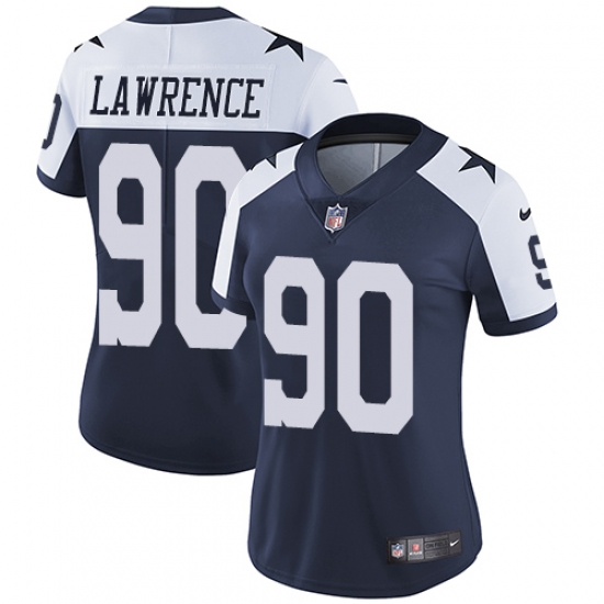 Women's Nike Dallas Cowboys #90 Demarcus Lawrence Elite Navy Blue Throwback Alternate NFL Jersey - Ujersey