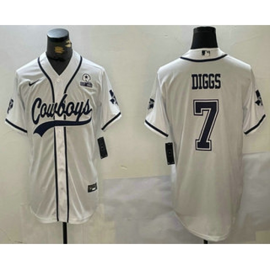 Men's Dallas Cowboys #7 Trevon Diggs White With 1960 Cool Base Stitched Baseball Jersey - Ujersey