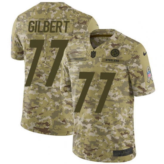 Men's Nike Pittsburgh Steelers #77 Marcus Gilbert Limited Camo 2018 Salute to Service NFL Jersey - Ujersey