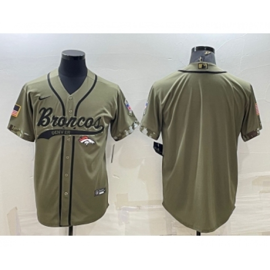 Men's Denver Broncos Blank Olive Salute to Service Cool Base Stitched Baseball Jersey - Ujersey