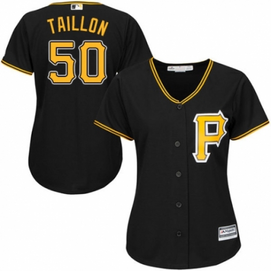 Women's Majestic Pittsburgh Pirates #50 Jameson Taillon Replica Black Alternate Cool Base MLB Jersey - Ujersey