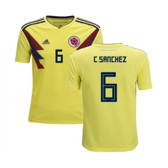 Colombia #6 C.Sanchez Home Kid Soccer Country Jersey