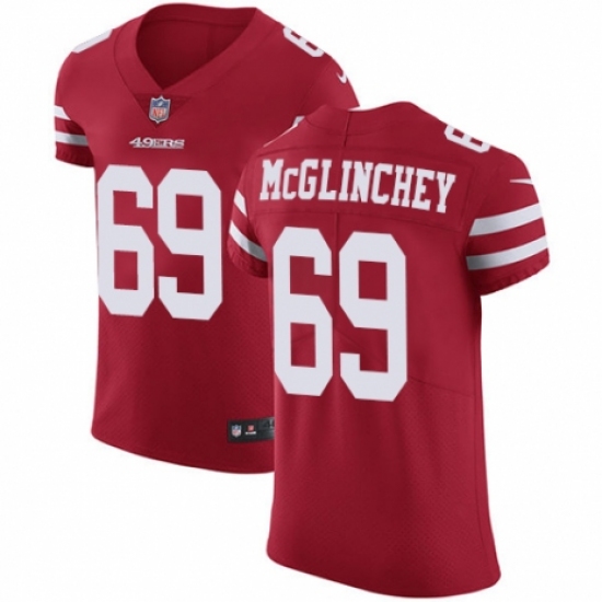 Men's Nike San Francisco 49ers #69 Mike McGlinchey Red Team Color Vapor Untouchable Elite Player NFL Jersey - Ujersey