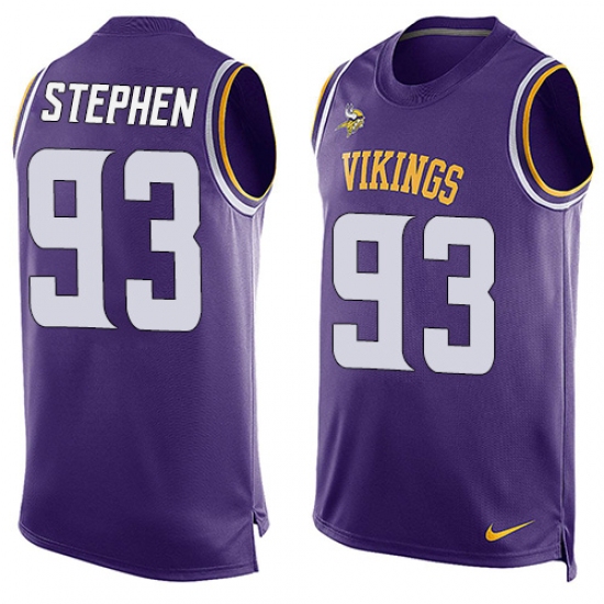 Men's Nike Minnesota Vikings #93 Shamar Stephen Limited Purple Player Name & Number Tank Top NFL Jersey - Ujersey