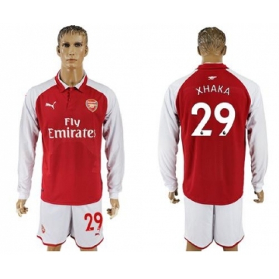 Arsenal #29 Xhaka Red Home Long Sleeves Soccer Club Jersey