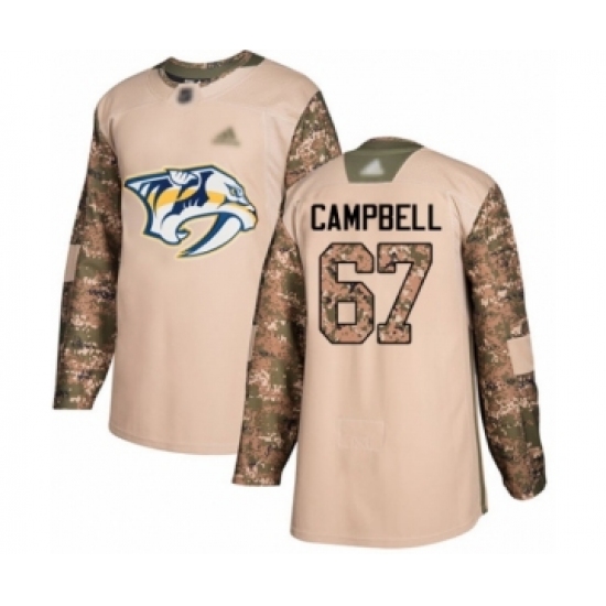 Men's Nashville Predators #67 Alexander Campbell Authentic Camo Veterans Day Practice Hockey Jersey - Ujersey