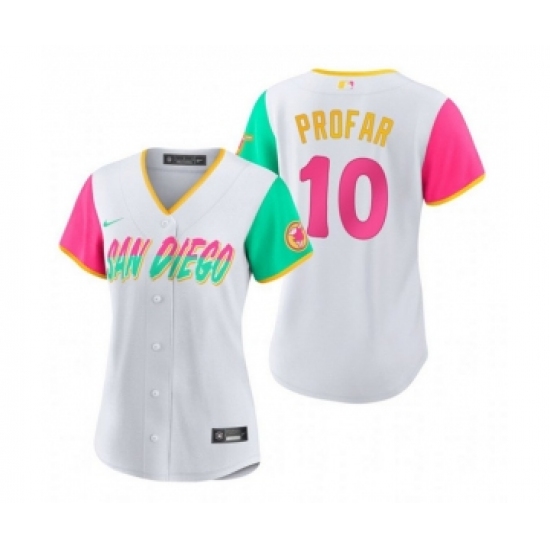 Women's San Diego Padres #10 Jurickson Profar White 2022 City Connect Cool Base Stitched Baseball Jersey(Run Small) - Ujersey