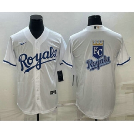 Men's Kansas City Royals Big Logo White Stitched MLB Cool Base Nike Jerseys - Ujersey