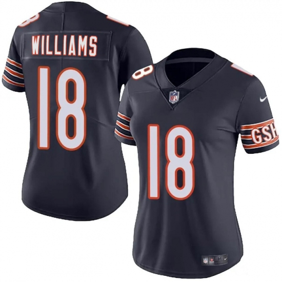 Women's Chicago Bears #18 Caleb Williams Navy 2024 Draft Vapor Football Stitched Jersey - Ujersey