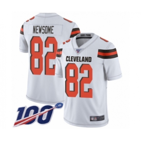 Men's Cleveland Browns #82 Ozzie Newsome White Vapor Untouchable Limited Player 100th Season Football Jersey - Ujersey
