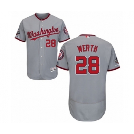 Men's Washington Nationals #28 Jayson Werth Grey Road Flex Base Authentic Collection 2019 World Series Champions Baseball Jersey - Ujersey